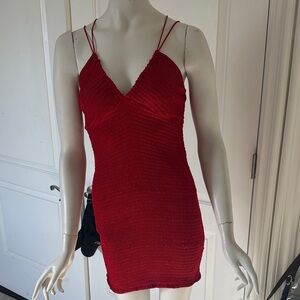 Free People Vibrant Red Smocked Dress